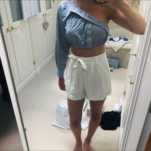 LF Furst of a Kind blue stripped one shoulder crop